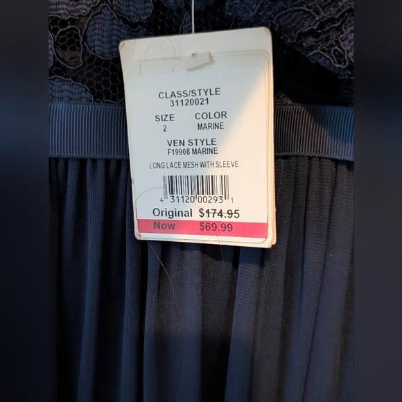 NWT David's Bridal Lace Mesh Navy Bridesmaid Dress 3/4 Sleeve Size 2 $38 - Picture 9 of 12